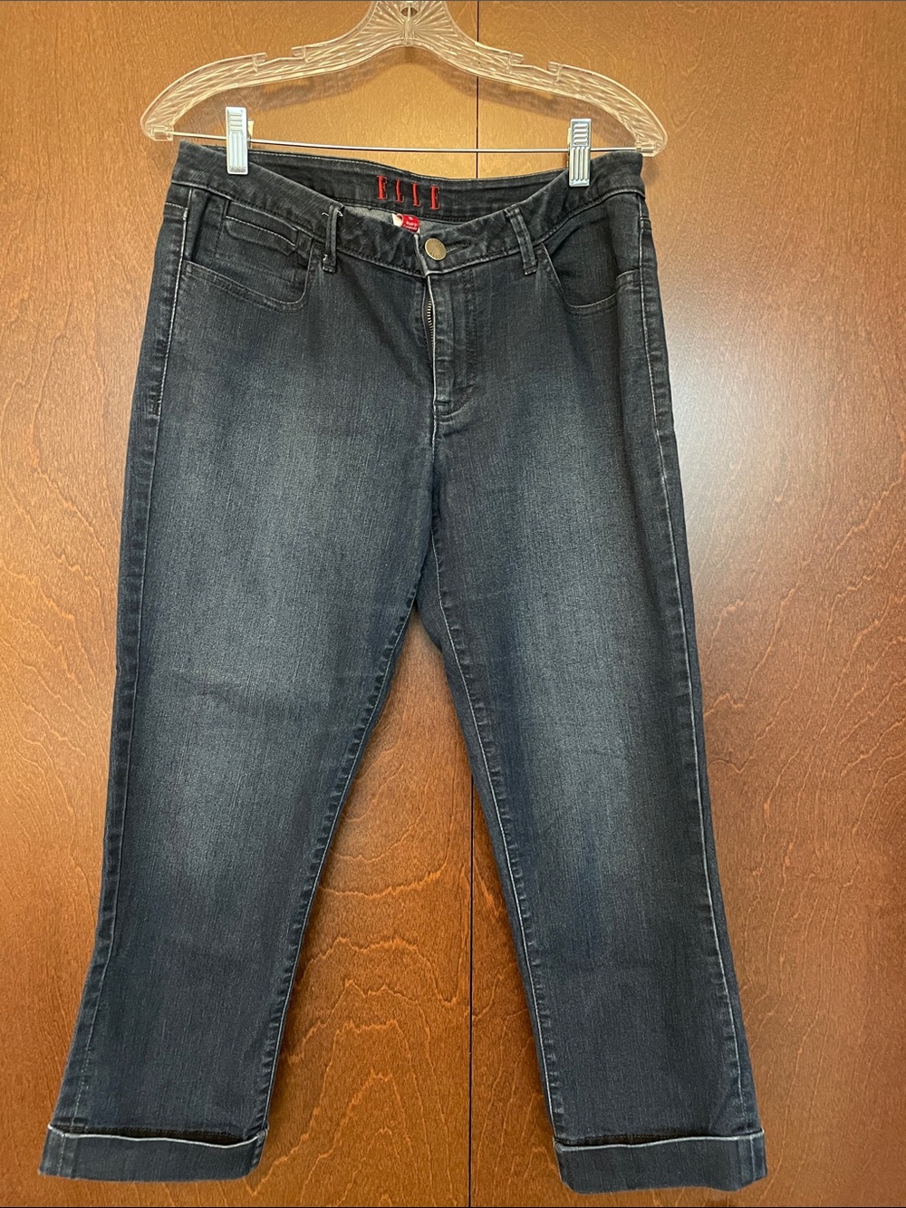 Elle Dark Blue Faded Cropped Straight-Leg Jeans